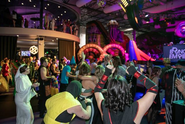 Halloween night 2025 at Bounce Empire, the Coloween takeover of the indoor inflatable park