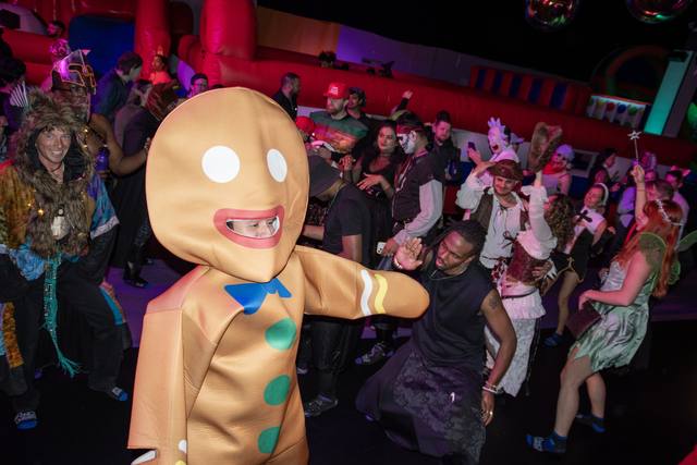 Costumes and crowd at Coloween 2025, the 18th annual Coloween at Bounce Empire