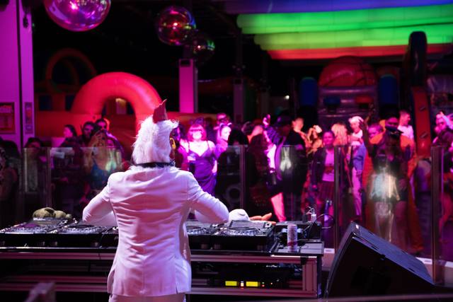 Halloween night 2025 at Bounce Empire, the Coloween takeover of the indoor inflatable park